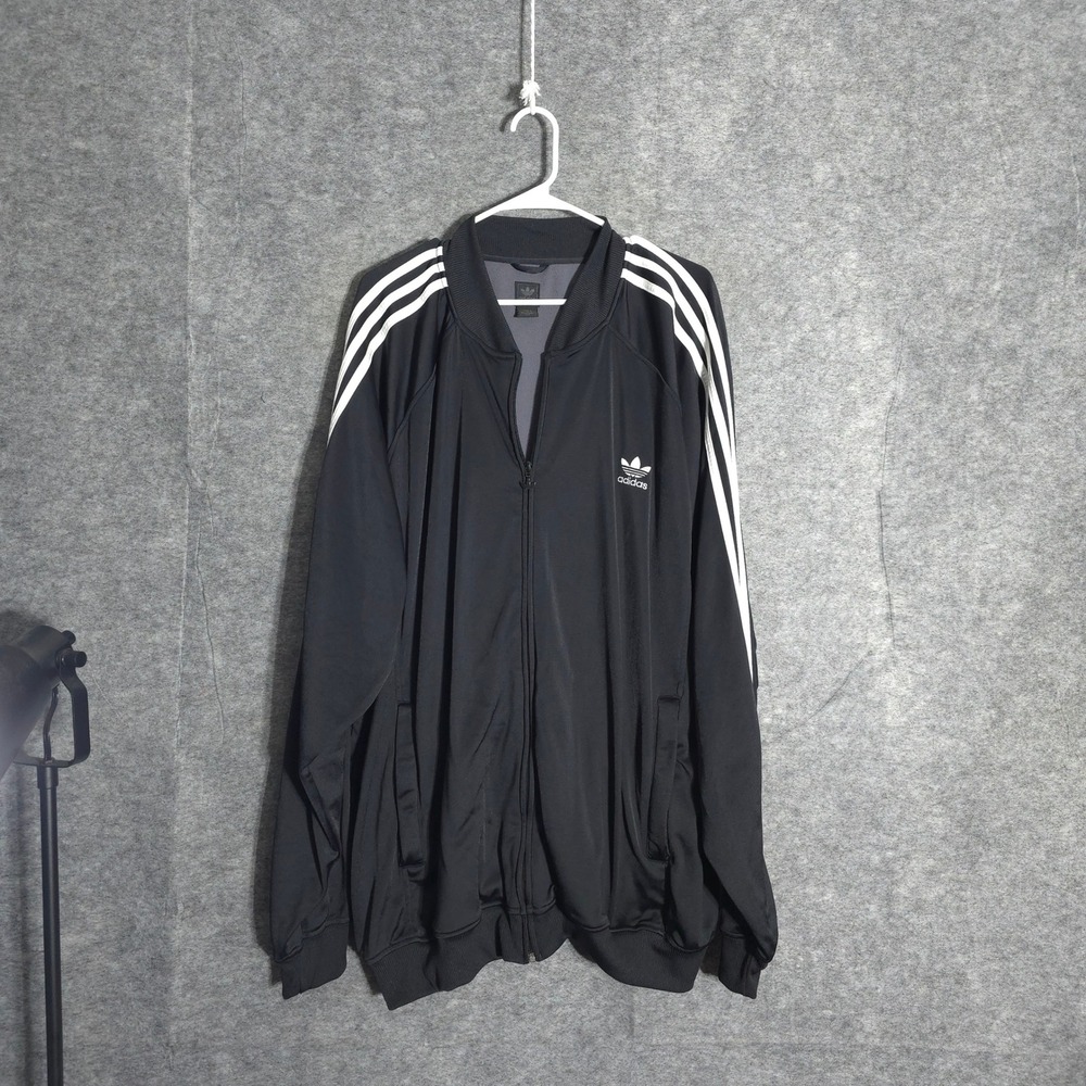Adidas Originals Track Jacket Mens XLT Black Trefoil 3-Stripe Full Zip AGC 002